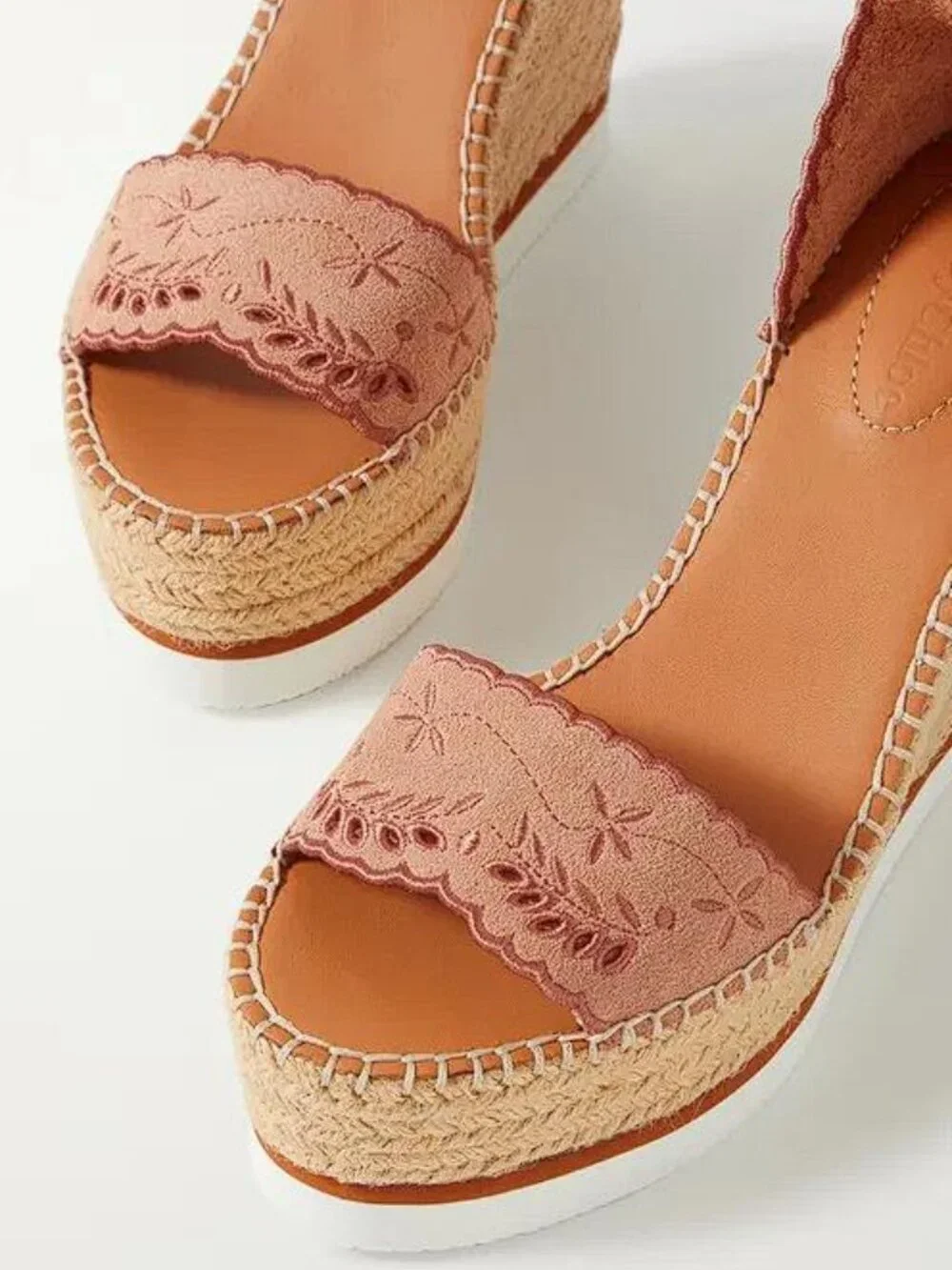 SEE BY CHLOÉ Women's Glyn Embroidered Suede Espadrille Sandals size 39